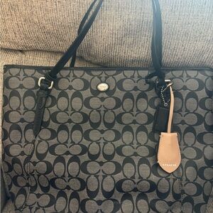 Coach Signature Black and Gray Tote